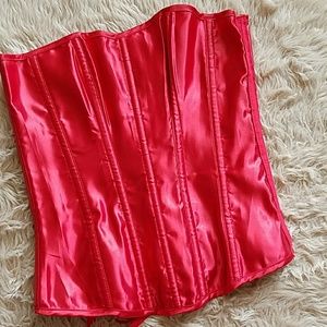 Red Shiney corset, bra closure and tie back! Sz S